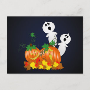 Cartão postal do pomar de abóboras de Halloween