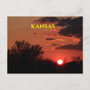 Cartão postal do pôr do sol no Kansas com silhueta