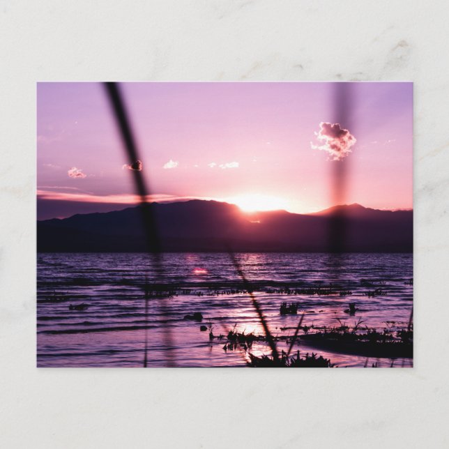 Cartão postal do pôr do sol no lago Utah (Frente)