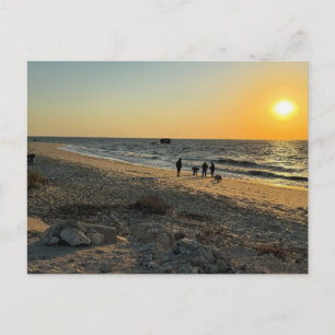 Cartão Postal do Pôr do Sol no Oceano da Praia