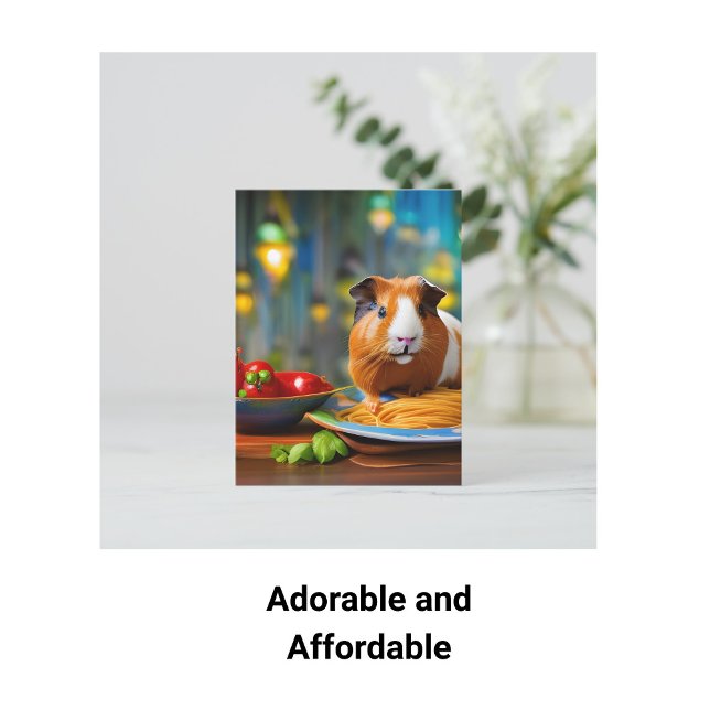 Cartão postal do porquinho-da-índia comendo espagu (Criador carregado)