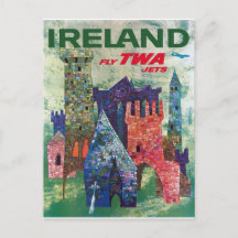Cartão postal do pôster de viagem da Irlanda Vinta