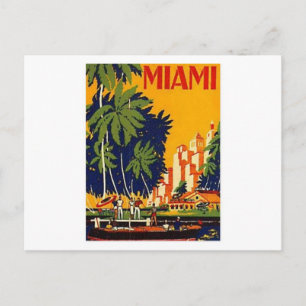 Cartão postal do Poster de viagens Vintage Miami
