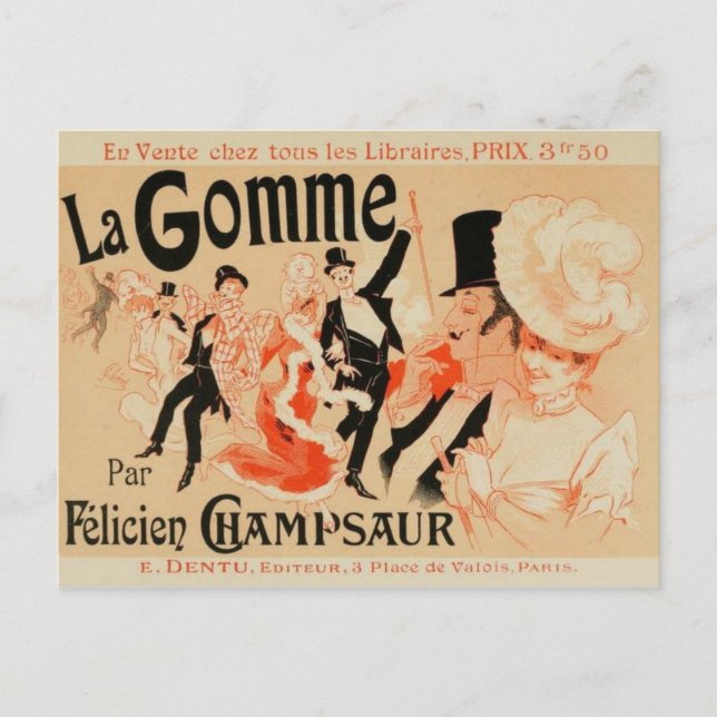 Cartão postal do poster vintage Belle Epoque franc (Frente)