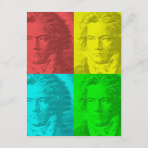 Cartão postal do retrato de Beethoven em quadrados