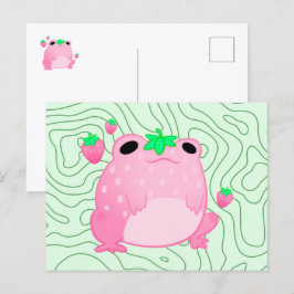 Cartão postal do Sapo de Morango Kawaii Strawberry