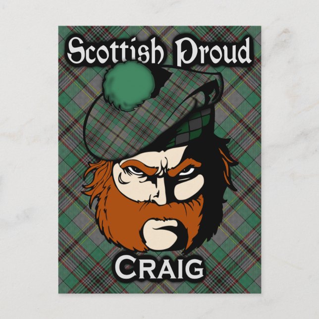 Cartão postal do Scottish Clan Craig Tartan (Frente)