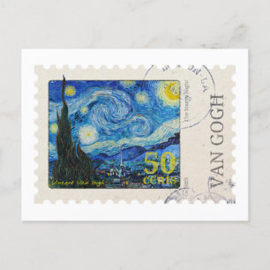 Cartão Postal do Selo da Noite Estrelada de Van Go