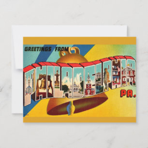 Cartão postal do sino da liberdade vintage