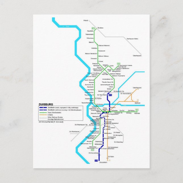 Cartão postal do sistema de metrô Duisburg (Frente)