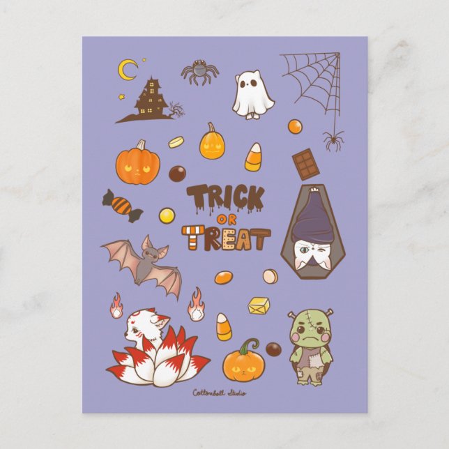 Cartão postal do Tema de Halloween de Truque ou Tr (Frente)