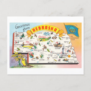 Cartão postal do Viagem do Mapa Vintage do Nebrask