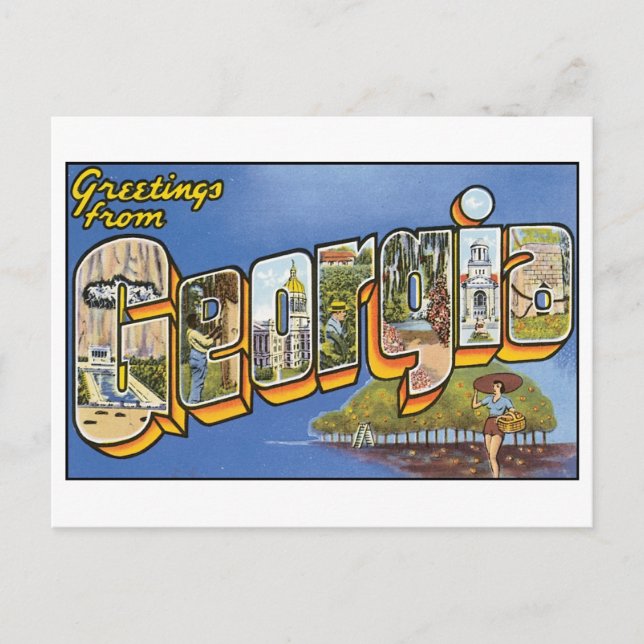 Cartão postal do VIntage Georgia (Frente)