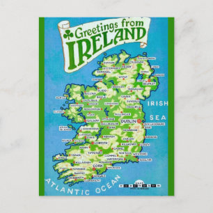 Cartão postal do Vintage Map of Ireland