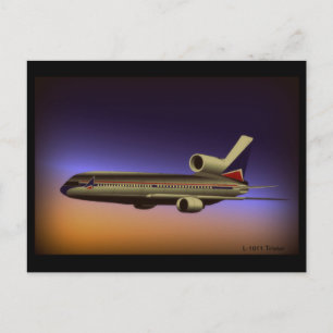 Cartão postal do voo L-1011 Tristar ao anoitecer