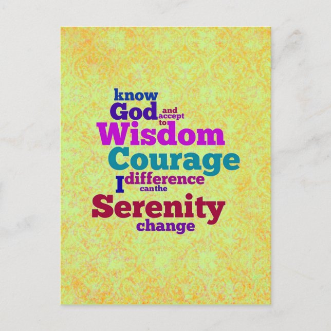 Cartão postal do worm Serenity Prayer (Frente)