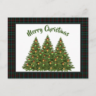 Cartão postal do Xmas Tartan com árvore de Natal