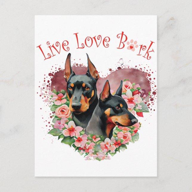 Cartão Postal Doberman Dog Mãe Floral (Frente)