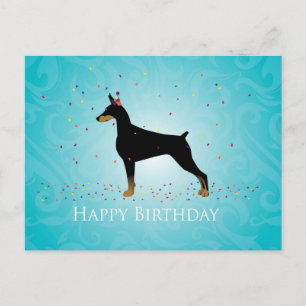 Cartão Postal Doberman Pinscher Happy Birthday Design
