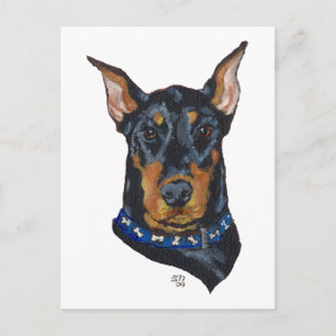 Cartão Postal Dobermann Preto