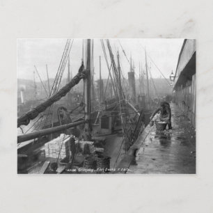 Cartão Postal Docas dos peixes, Grimsby, início do século XX