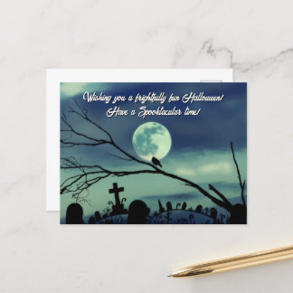 Cartão Postal Doce Escuridão Gótica Lua Cheia Eerie Graveyard