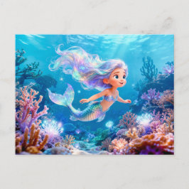 Cartão Postal Doce Sereia de Virgem em 3D do Zodíaco