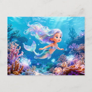 Cartão Postal Doce Sereia de Virgem em 3D do Zodíaco