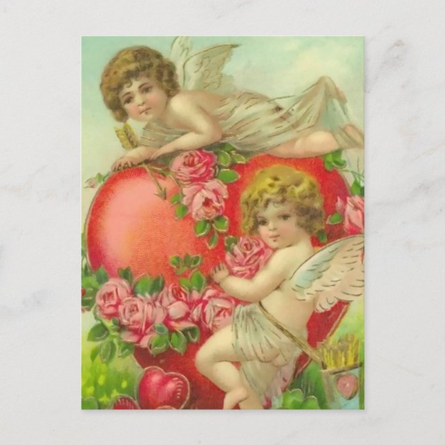 Cartão Postal Doces Cherubs e Corações (Frente)