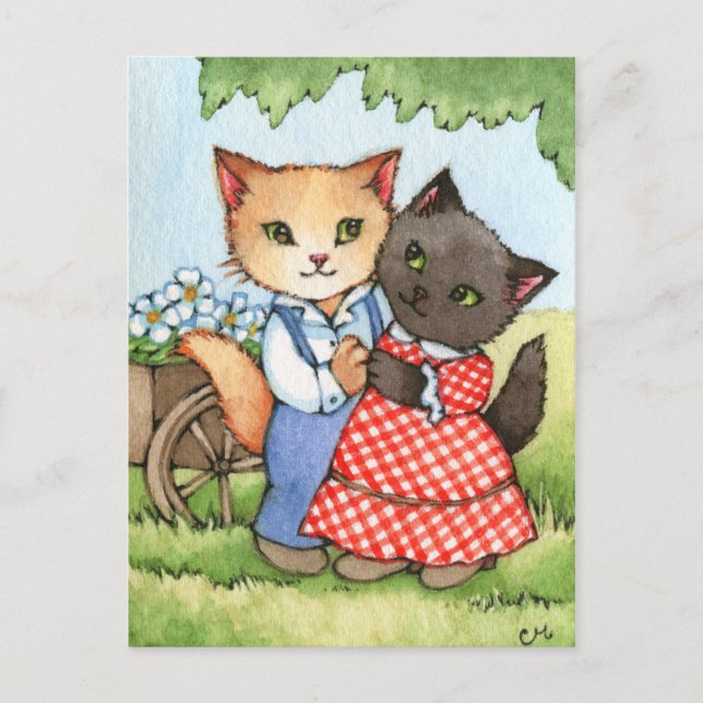 Cartão Postal Doces do País - Arte de Casal de Gato (Frente)