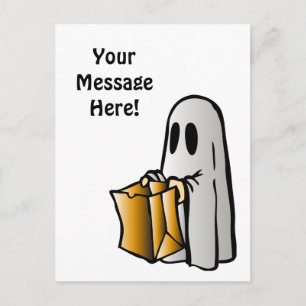 Cartão Postal Doces ou Travessuras Doce Fantasma Halloween Fofo
