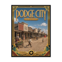 Dodge City Kansas Arte Deco Vintage Idade Dourada