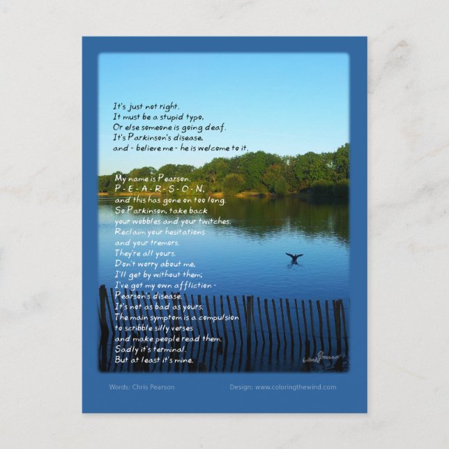 Cartão Postal Doença de Pearson - Chris Pearson (Frente)