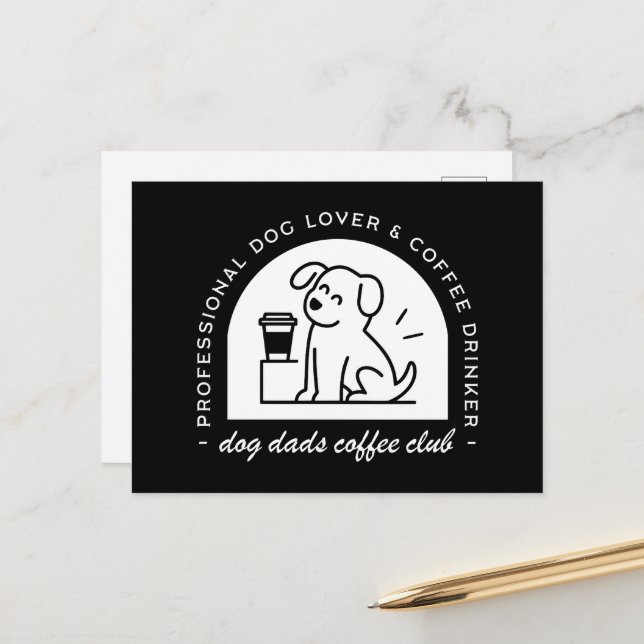 Cartão Postal Dog dad club funny coffee lovers (Frente/Verso In Situ)