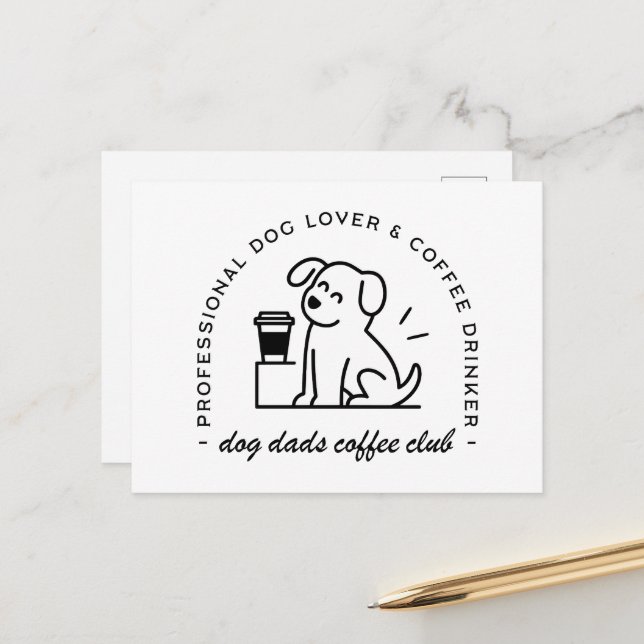 Cartão Postal Dog owner and coffee lover dads club (Frente/Verso In Situ)
