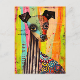 Cartão Postal dog portrait in pop-art style with a mix