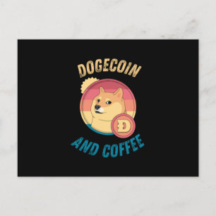 Cartão Postal Dogecoina E Café - Cripto De Cães Engraçados