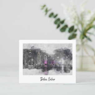 Cartão Postal Doha, Catar Carta Postal Aquarela – Médio Oriente