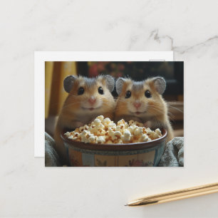 Cartão Postal Dois adoráveis hamsters com uma tigela gigante de