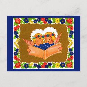 Cartão Postal dois anjos cantando