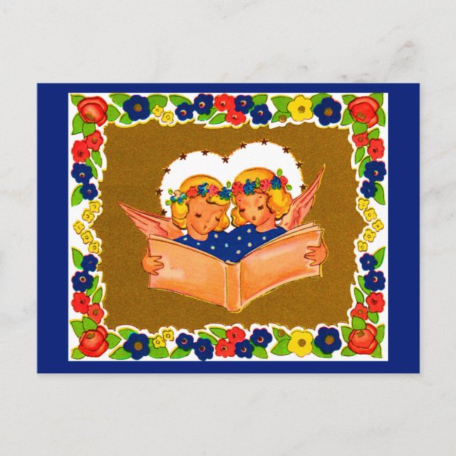 Cartão Postal dois anjos cantando (Frente)