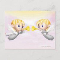 Dois anjos soprando chifres, CG, 3D, Ilustração,