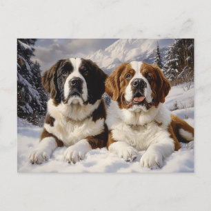 Cartão Postal Dois Bernardos Santos na neve