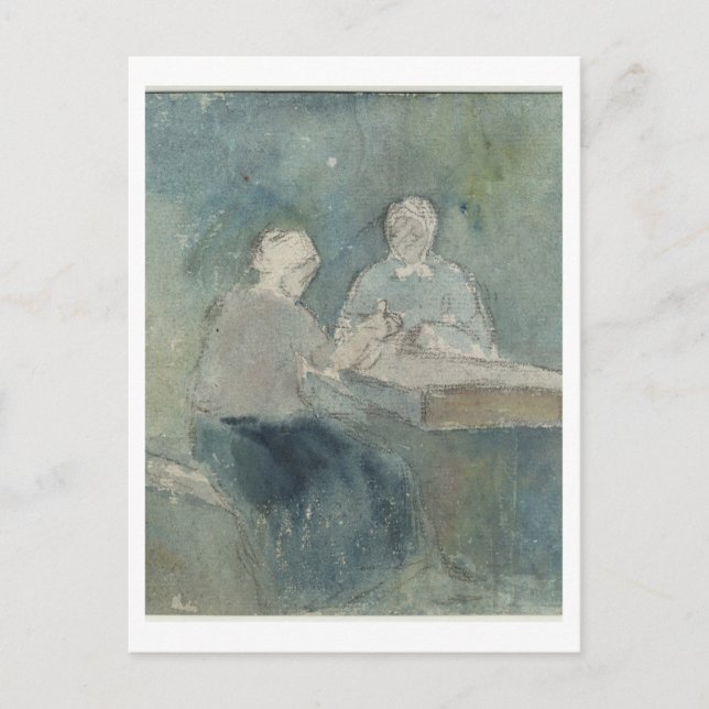 Cartão Postal Dois camponeses na Mesa, c.1874 (c/c no papel) (Frente)