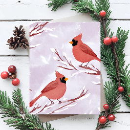 Cartão Postal Dois Cardinals Vermelhos | Lembrança em Aquarela