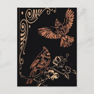 Cartão Postal Dois Cardinhos Vermelhos