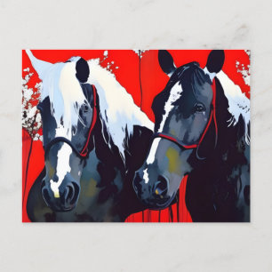 Cartão Postal Dois Cavalos