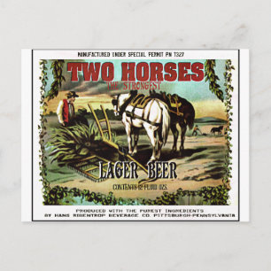 CARTÃO POSTAL DOIS CAVALOS CERVEJA IMAGINÁRIA