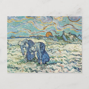 Cartão Postal Dois cavando uma cova na neve por van Gogh