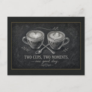 Cartão Postal Dois Copos Dois Momentos Quadro Negro Café Postal